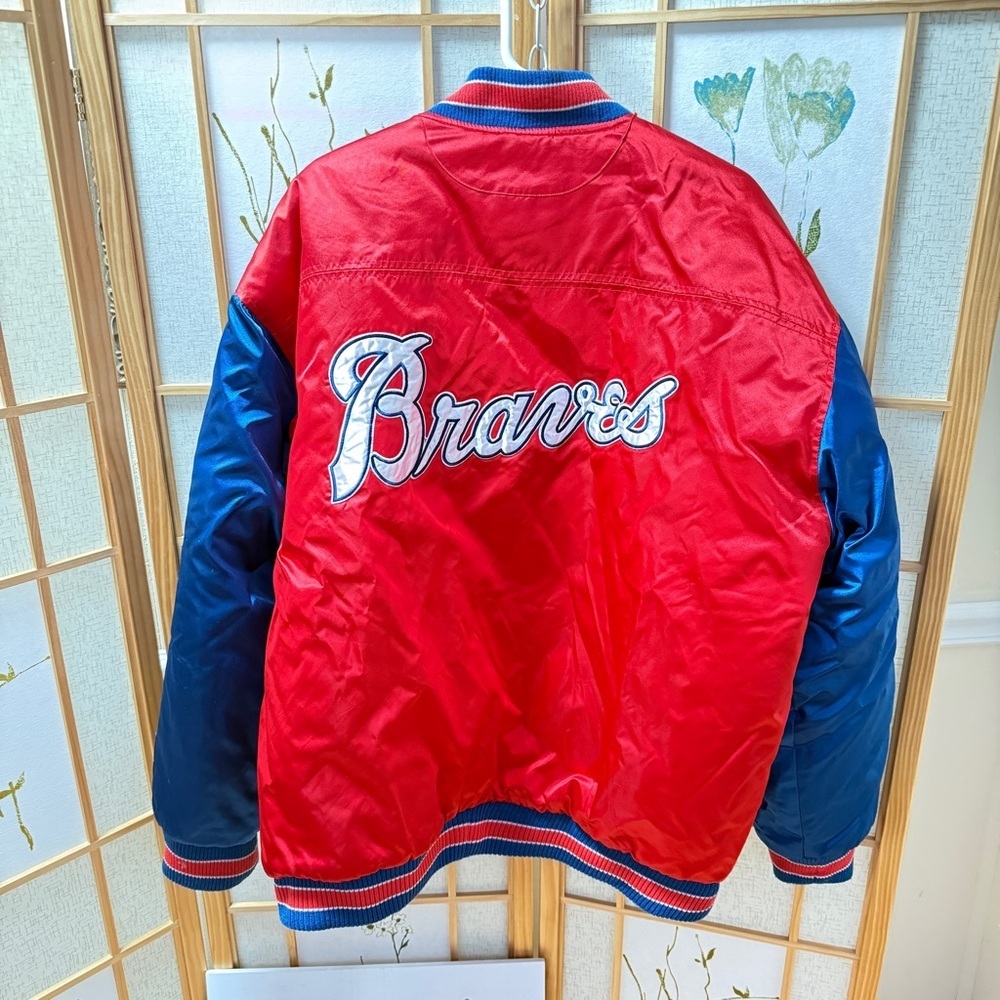 Vintage G-III Cooperstown Atlanta Braves Throwback Satin Bomber Jacket Mens L - Picture 6 of 6